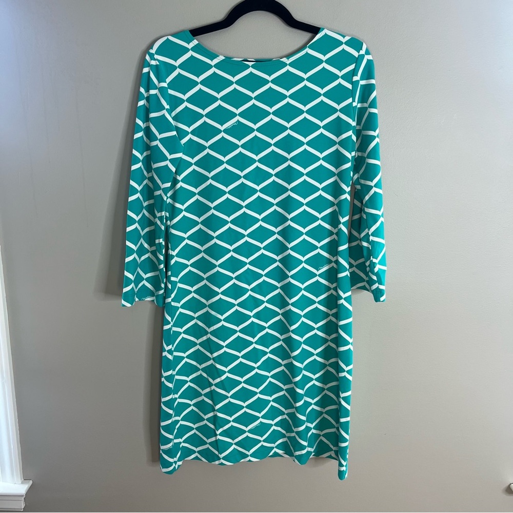 Melly M Size Small Teal Green Performance Resort Jersey Shift Sun Dress AF14
